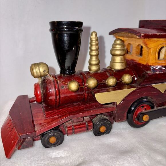 Wooden Train Centerpiece PBC International Locomotive Candy Or Pencil Holder - Picture 3 of 13